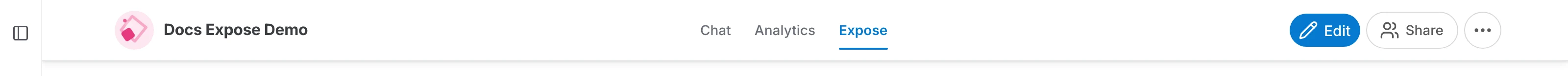 The Chat, Analytics and Expose tabs on an AI Assistant's page