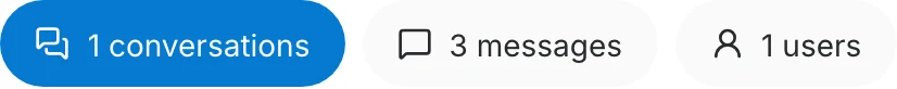 The Conversations, Messages and Users tabs with their counts